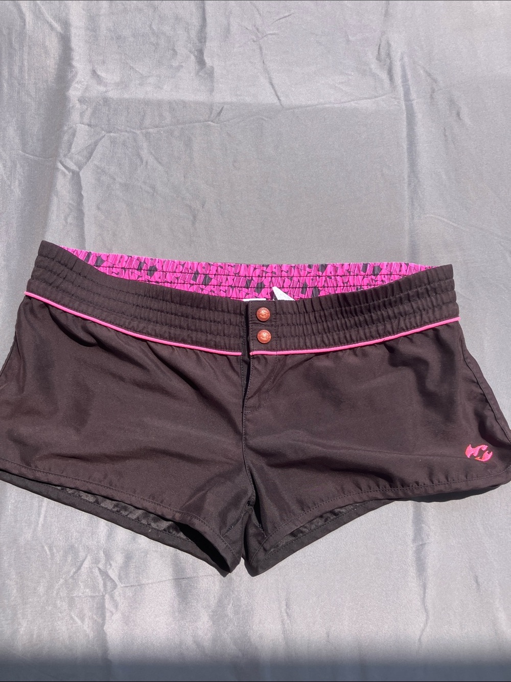 Billabong Black Board Shorts with Pink Accents